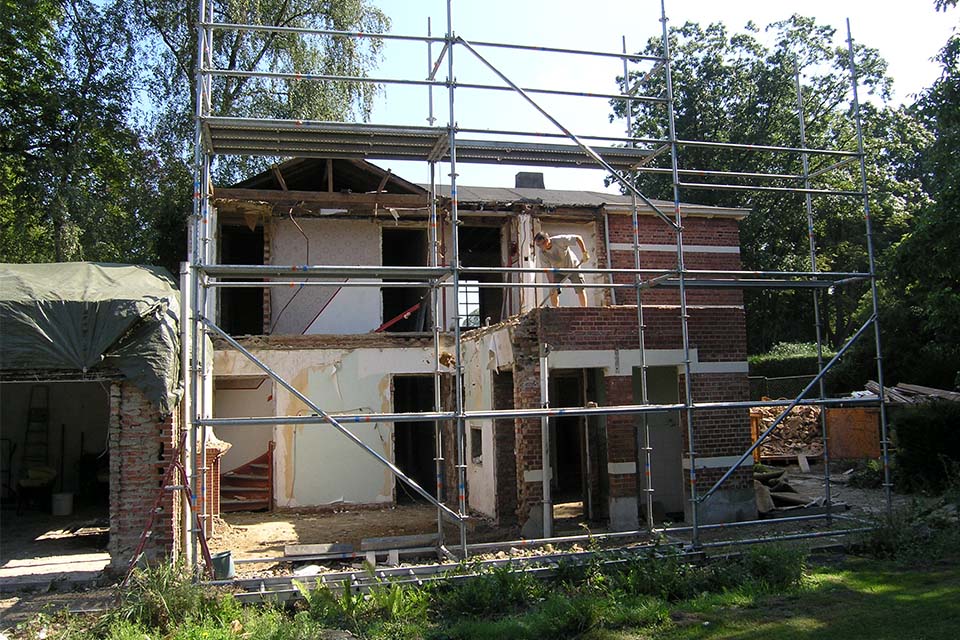 Vergaderhuis Wallekant being built